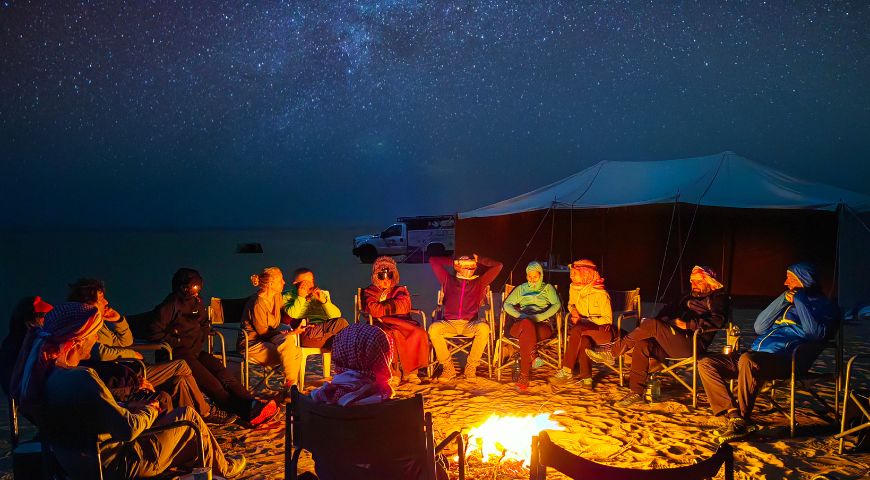 Camping at Night in the Empty Quarter of Saudi Arabia